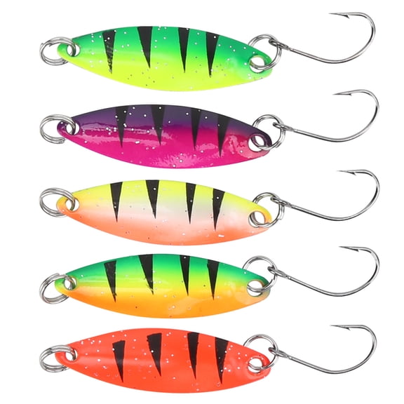 5-Pack Colorful Walleye Trout Spoons - Metal Crankbait Hard Spoon Spinner Lure with Single Hook