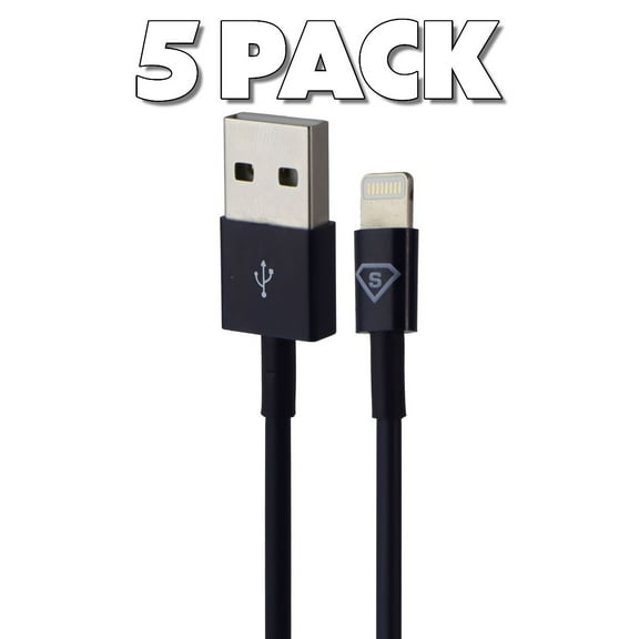 5 Pack Combo of (3-Ft) 8-Pin to USB Charging Cables for iPhone/iPad - Blue