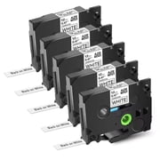 5 Pack Compatible with Brother TZe-231 Replacement Tape 12mm 0.47"   Laminated White TZ Tape, Black on White, Compatible with PT-D220/D210/H110/D200/D400/1280/D610BT TZE231 Refills
