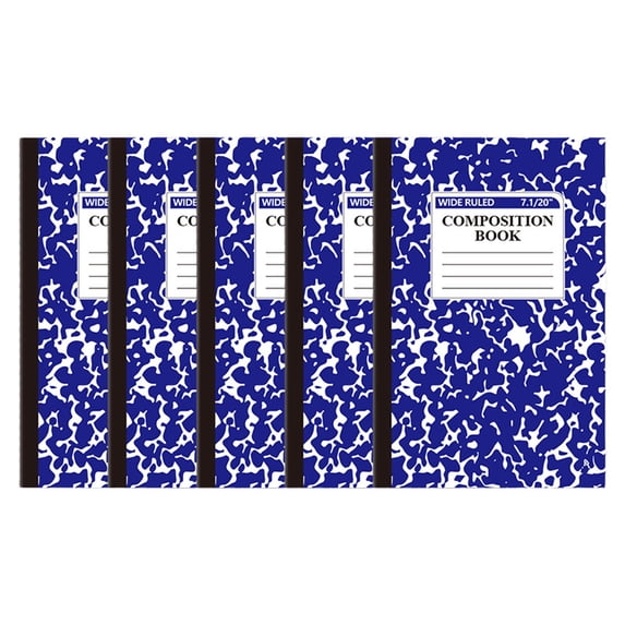 5 Pack Composition Notebook,Wide Ruled Composition Book,Marble College Ruled Composition Notebooks,5.5"x8.2",Sewn Binding Journal,30 Sheets,Thick Lined Paper Notebook,Classroom Essentials(Dark Blue)