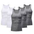 thumbnail image 1 of 5 Pack Compression Shirts for Men Sleeveless Crewneck Tank Tops Mens Lightweight Solid Multipack Athletic Workout Running Undershirts, 1 of 7