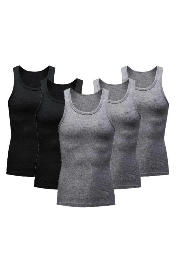5 Pack Compression Shirts for Men Sleeveless Crewneck Tank Tops Mens Lightweight Solid Multipack Athletic Workout Running Undershirts