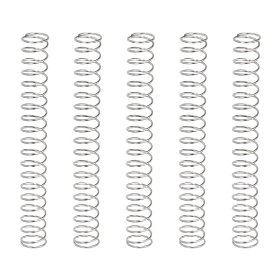 5 Pack Compression Springs, 0.4mm Wire Diameter x 5mm OD x 45mm Length 304 Stainless Steel Extension Spring Ballpoint Pen Pressure Springs for Shop Home Repairs, Silver