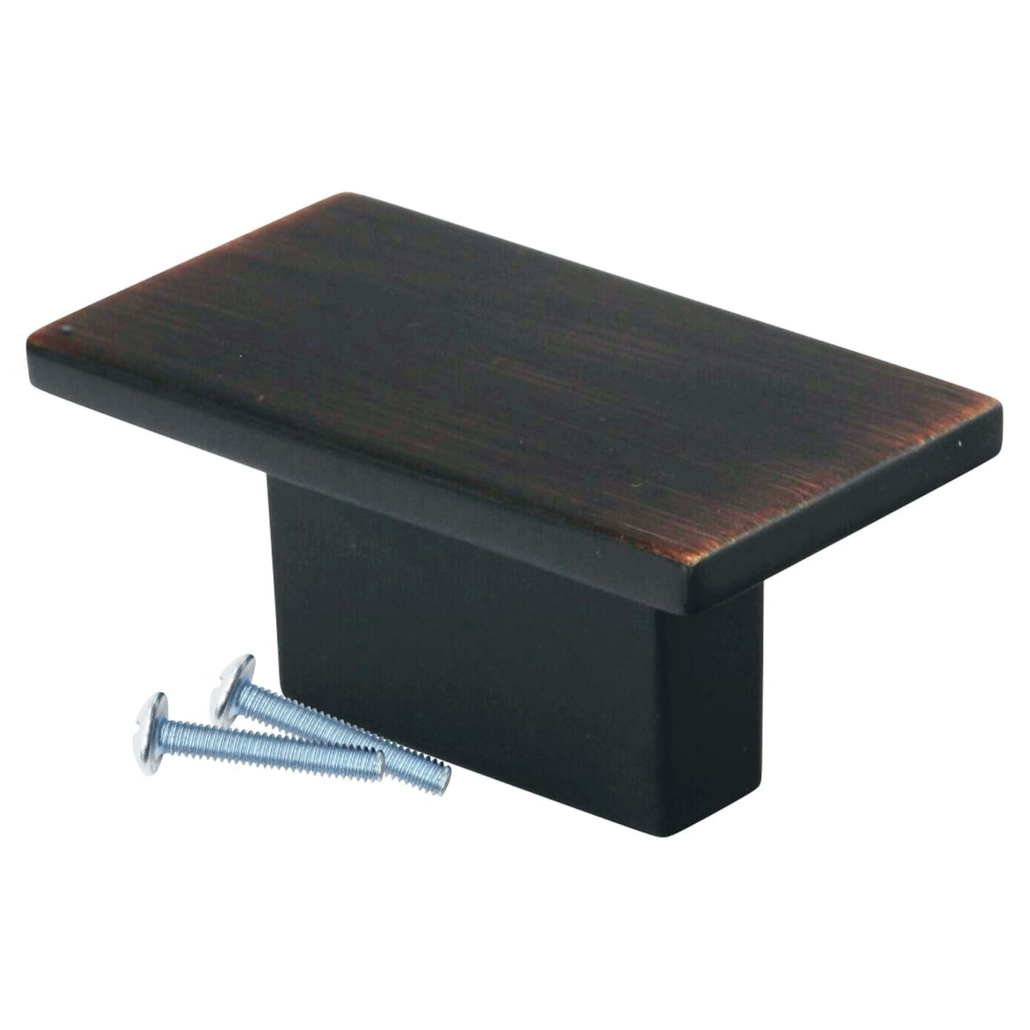 5 Pack Contemporary &nbsp;Rectangle Brushed Oil-Rubbed Bronze Cabinet Hardware Knob, 5/8" (16mm) Inch Center to Center, Overall Length 1-9/16"