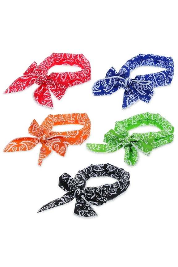 5 Pack Cooling Neck Wraps, Cooling Scarf Ice Bandanas, Cooling Towels Neck Cooler for Hot Weather, Ice Scarf Wraps for Summer Heat Camping Running Outdoor Sports - Hot Weather Essentials