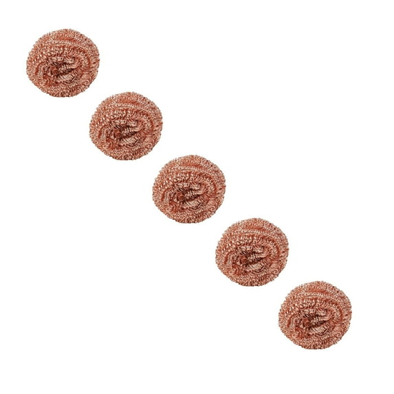 5 Pack Copper Coated Scourers, Scrubber Pad Used for Dishes, Pots, Pans, and Ovens, Cleaning Ball for Kitchen Cleaning