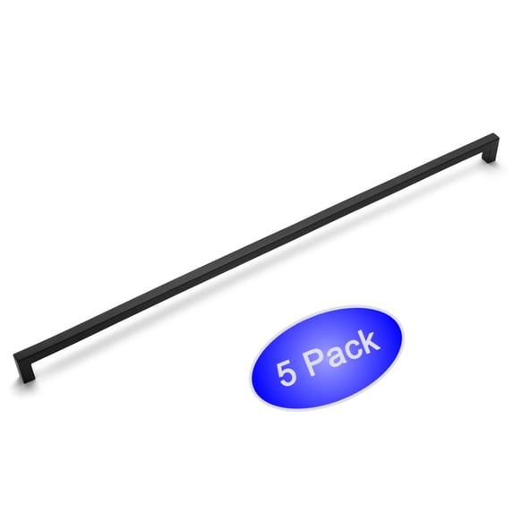 5 Pack - Cosmas 14777-448FB Flat Black Modern Cabinet Hardware Handle Pull - 17-5/8" Inch (448mm) Hole Centers