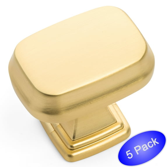 5 Pack - Cosmas 1488BG Brushed Gold Contemporary Cabinet Hardware Knob - 1-3/16" Length