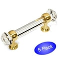 thumbnail image 1 of 5 Pack - Cosmas 6393BB-C Brushed Brass with Clear Glass Cabinet Handle Pull - 3" Hole Centers, 1 of 1