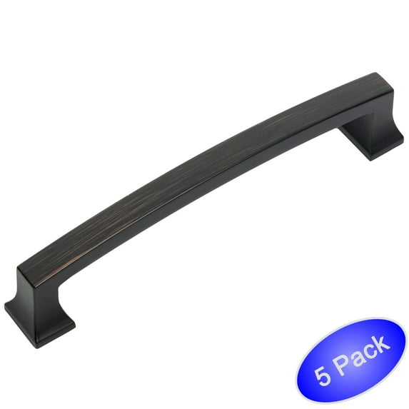 5 Pack - Cosmas 755-128ORB Oil Rubbed Bronze Contemporary Cabinet Hardware Handle Pull - 5" Inch (128mm) Hole Centers