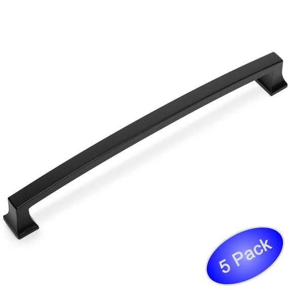 5 Pack - Cosmas 755-192FB Flat Black Contemporary Cabinet Hardware Handle Pull - 7-1/2" Inch (192mm) Hole Centers