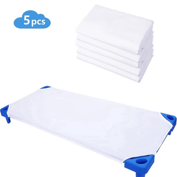 GOLDCOLIN 5 Pack Cot Sheets Standard Size Fits 23" x 51" Cot , Soft Brushed Microfiber Fitted Cot Cover ,WHITE