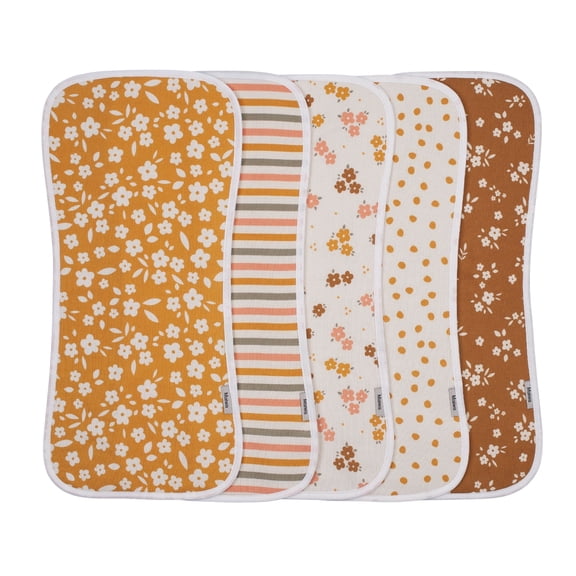 5 Pack Cotton Baby Burp Cloths, Contoured Ultra Absorbent Spit Up Rags, Soft Gentle for Sensitive Skin Newborn Boys Girls