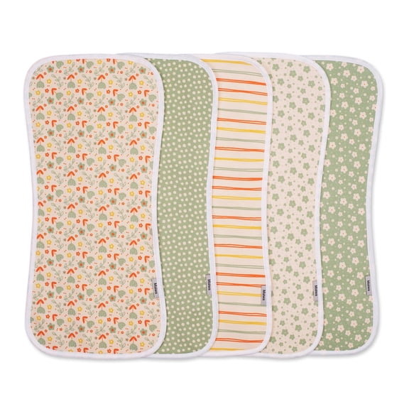 5 Pack Cotton Baby Burp Cloths, Contoured Ultra Absorbent Spit Up Rags, Soft Gentle for Sensitive Skin Newborn Boys Girls