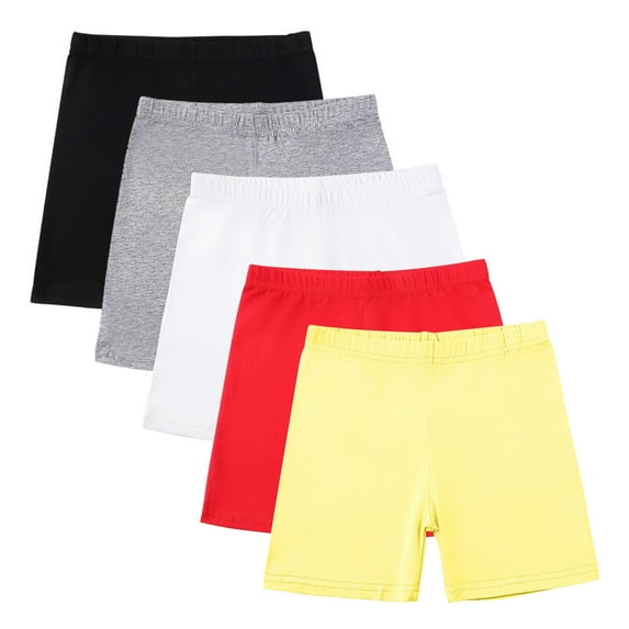 5 Pack Cotton Bike Shorts Girls Elastic High Waist Short Leggings Kids Clothes Under Dress Breathable Dance Shorts (11 Years, 5PCS-I)