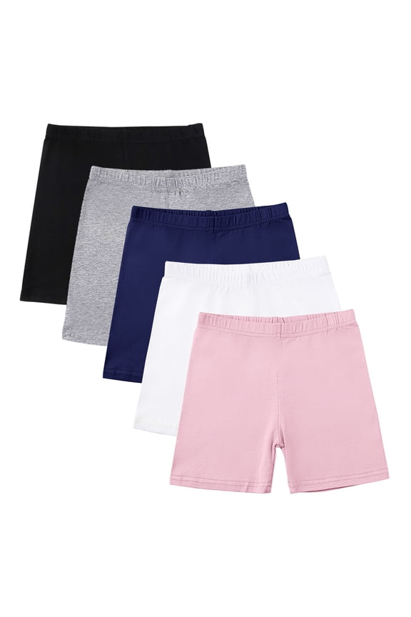 5 Pack Cotton Bike Shorts Girls Elastic High Waist Short Leggings Kids Clothes Under Dress Breathable Dance Shorts (13 Years, Multicolor Q)