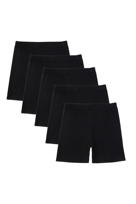 5 Pack Cotton Bike Shorts for Girls 5-14 Years Elastic Waist Short Leggings Summer Clothes Under Dress Soft Dance Shorts (13 Years, Black)