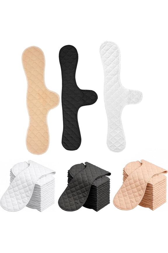 5 Pack Cotton Boob Bra Towel Breast Sweat Liners, Reusable Underboob Absorber Pads for Women White Beige Black