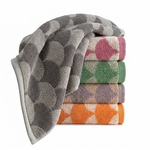 5-Pack Cotton Hand Towels with Ginkgo Leaf Pattern — Terry Weave for Bathroom, Kitchen & Gym, Botanical Print