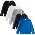 thumbnail image 1 of 5 Pack Cotton Long Sleeve Tee Shirts for Boys Kids Toddlers' Basic Crewneck Tops T-Shirts, 1 of 7