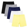 thumbnail image 1 of 5 Pack Cotton Shorts Leggings Elastic Waist Biker Shorts for Girls Under Dress Dance Pants Summer Clothes (11 Years, Multicolor K), 1 of 7