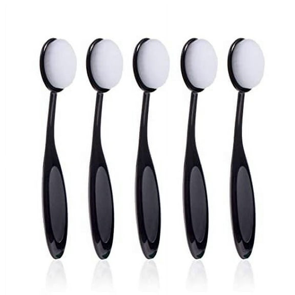 5 Pack Craft Ink Blending Brushes Set Tool Oval Makeup Brushes Blender Brush for Card Making（Size 4, 0.8" Brush Head, Black）