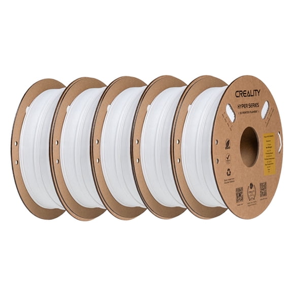 5 Pack Creality Hyper PETG Filament 1.75mm High Speed 30–600mm/s Strong Layer Adhesion 3D Printer Filament for DIY-White