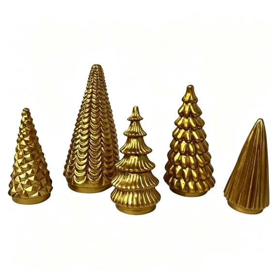 5-Pack Creative Resin Christmas Tree Figurines, Miniature Festive Decor for Tabletop Shelf Window, Versatile Holiday Accent for Living Room Bedroom and Party Celebrations