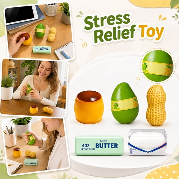 5 Pack Crunchy Squishy Toys Slushy Squeeze Stress Ball Food Toy Crazy Gifts for Fun