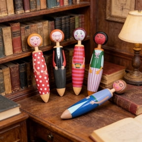 5 Pack Cute Character Decorative Ballpoint Pens 4.7x0.98x0.98In, Consistent Smooth Ink Ergonomic Grip Portable Novelty Styling, Writing Instrument for Office Note Taking Gifting Collection Use