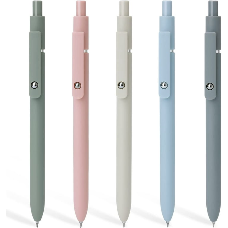 Kaco Pack of 5 Pieces Colored Ink Pens Retractable Cute Pens for Note  Taking 0.5mm Fine Point (Morandi II)