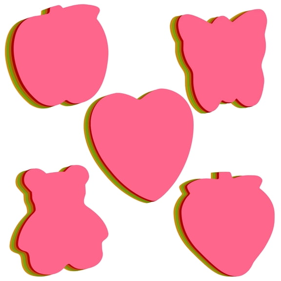 5 Pack Cute Shaped Sticky Notes, Multicolor Self‑Adhesive Note Pads, Heart Bear Butterfly Peach Strawberry Design, Matte Writable Paper for Reminders, Journaling & Classroom