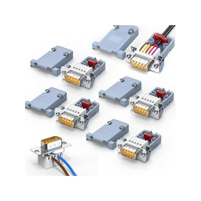 5 Pack DB9 Breakout Connector Male, RS232/RS485 Serial adapters,D-SUB 9 ...