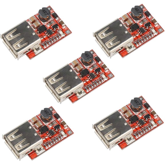 5 Pack DC-DC Buck Step Down Converter Module, 6-20V 12V/20V to 5V 3A USB Charger Power Supply Module for DIY Electronics
