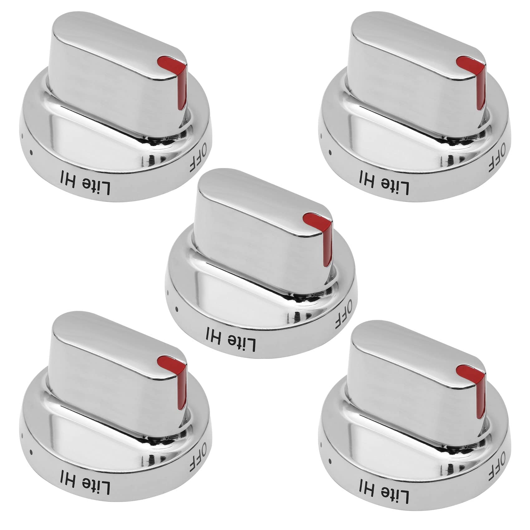 5 Pack DG64-00472A Stainless Steel Gas Stove Knob Replacement Compatible with Samsung Range Oven (Upgraded Metal Version)