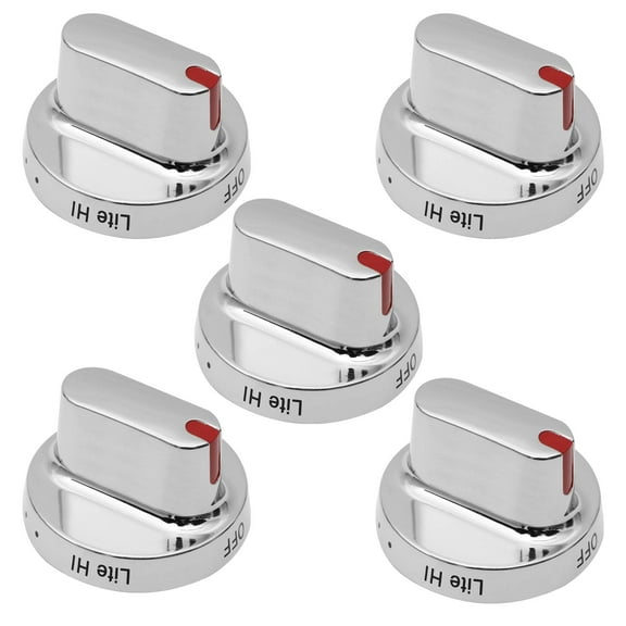 5 Pack DG64-00472A Stainless Steel Gas Stove Knob Replacement Compatible with Samsung Range Oven (Upgraded Metal Version)