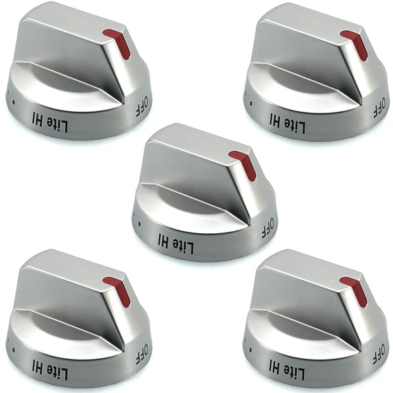 5 Pack of DG94-03500A/Z Knob Replacement for Samsung Gas Stove, DG94-03500U DG94-03500W DG94-03500V DG94-04396A Oven Knobs Replacement Compatible with NX60T8311SS NX60T8711SS/AA