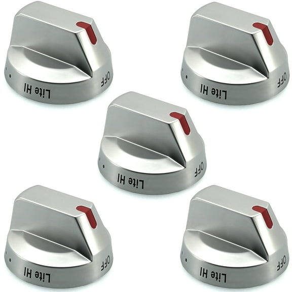 5 Pack of DG94-03500A/Z Knob Replacement for Samsung Gas Stove, DG94-03500U DG94-03500W DG94-03500V DG94-04396A Oven Knobs Replacement Compatible with NX60T8311SS NX60T8711SS/AA