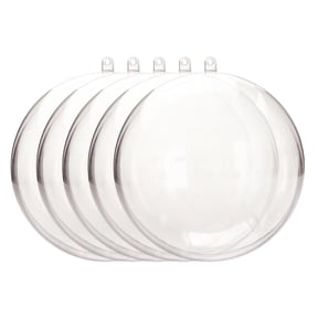 5 Pack DIY Clear Plastic Ball Ornaments, Empty Transparent Baubles for Personalized Crafts, Fill with Photos, Candy, Glitter or Small Gifts for Christmas Tree Decor