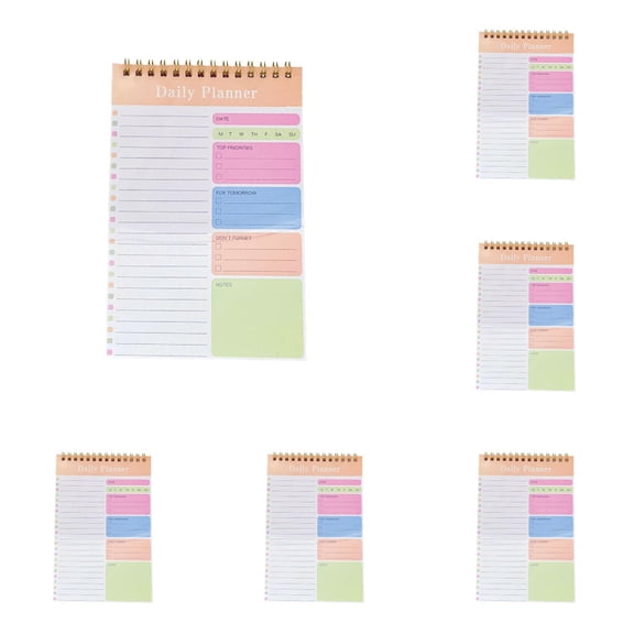 5 Pack Daily To Do List Notebook 5" x 8" Daily Planner 30 Sheets Spiral to Do List Notebook for Classroom Office Plan Work Schedule Checklist
