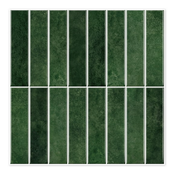 5 Pack Dark Green Peel and Stick Tiles 12x12 Inch Vintage 3D Self Adhesive Backsplash - Waterproof Heat Resistant Wall Tile for Kitchen  Bathroom  Rental (5 Sq Ft)