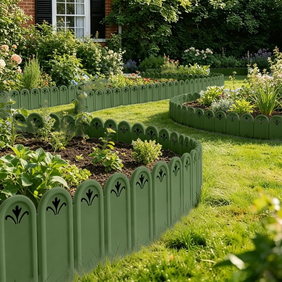 5 Pack Decorative Garden Fence Panels, Interlocking Plastic Landscape Edging, Weather Resistant Flower Bed Border For Yard Patio And Outdoor Landscaping