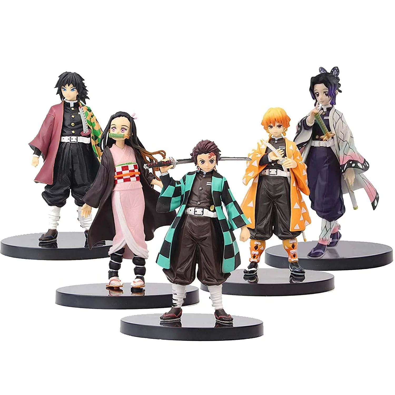5 Pack Demon Slayer Figures, 6.3 inch Demon Slayer Action Figure PVC Toys Kochou Shinobur Anime Figure Zenitsu Tanjiro Nezuko
