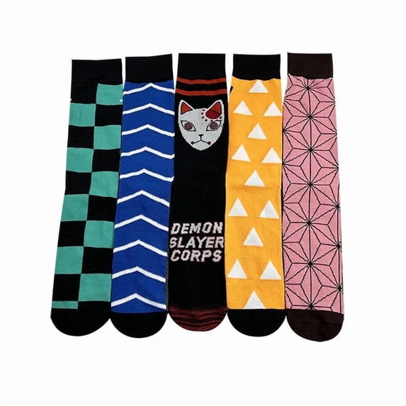 5 Pack Demon Slayer Show Socks Middle Tube Soft and Breathable Socks