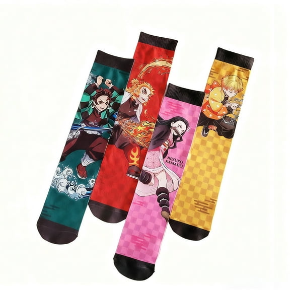 5 Pack Demon Slayer Show Socks Middle Tube Soft and Breathable Socks