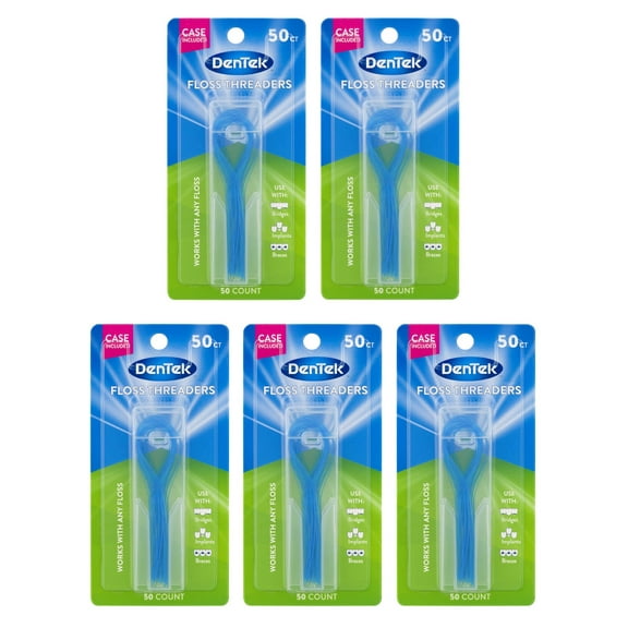 5 Pack - DenTek Floss Threaders, For Braces, Bridges, and Implants, 50 Count