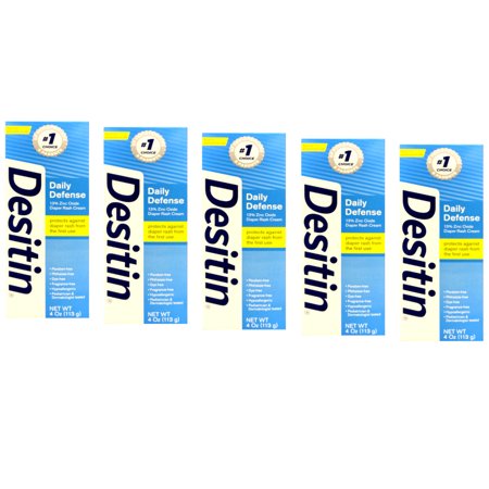 5 Pack - Desitin Daily Defense Zinc Oxide Diaper Rash Cream, 4 Oz.