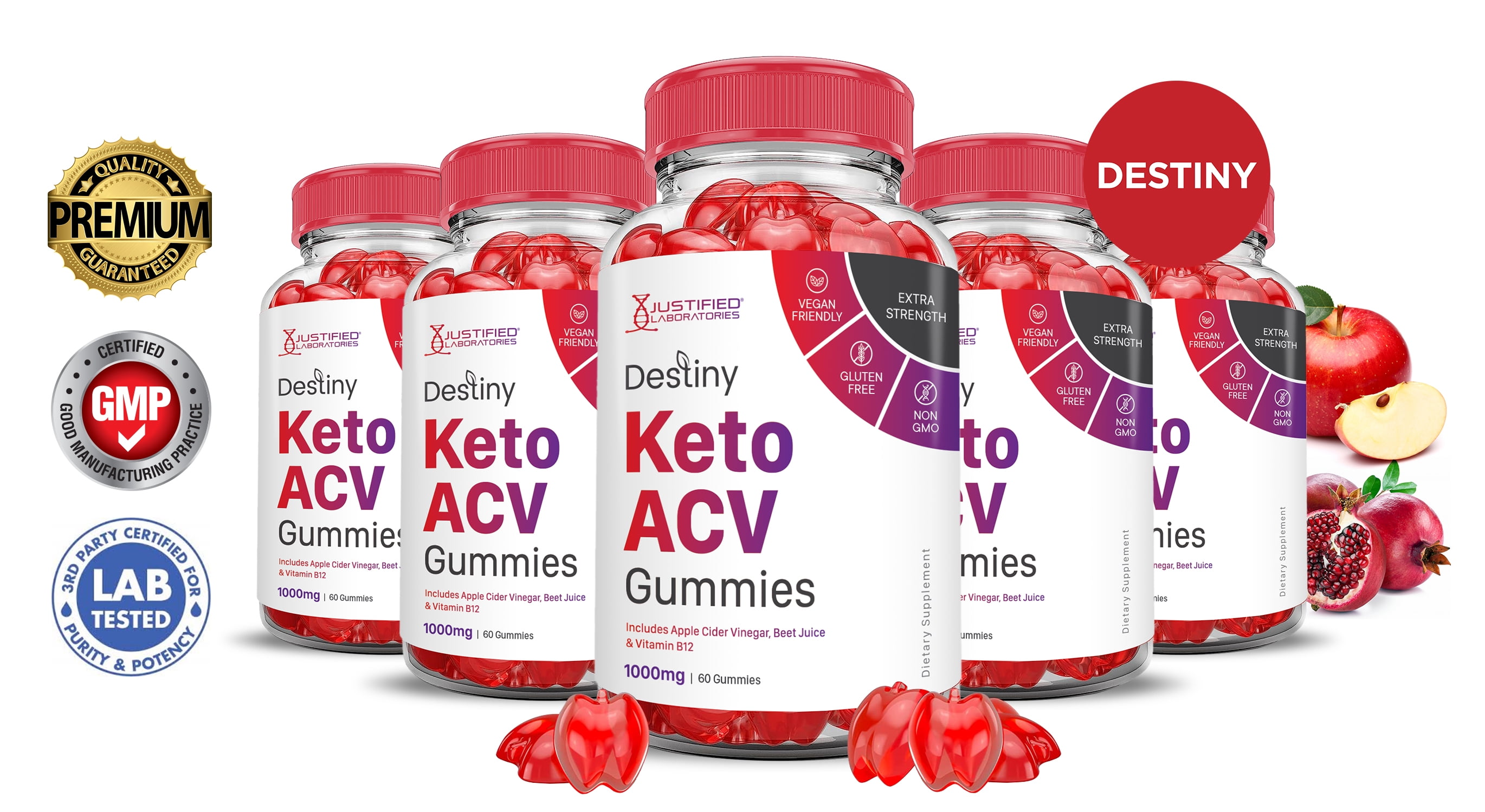 (5 Pack) Destiny Keto ACV Gummies 1000MG Dietary Supplement 300 Gummys