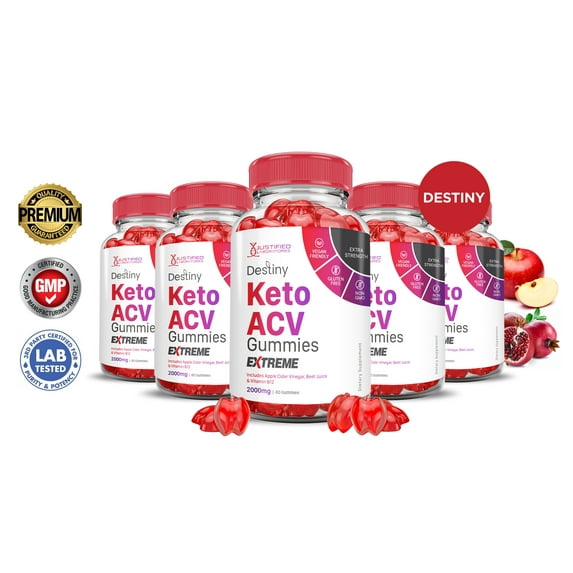 (5 Pack) Destiny Keto Extreme ACV Gummies 2000mg Dietary Supplement 300 Gummys