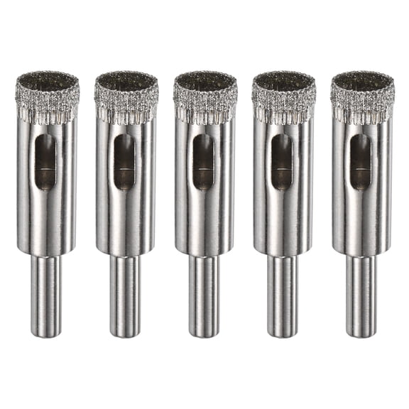 5-Pack Diamond Hole Saw Drill Bit, 0.51 Inch / 13mm Glass Drill Bit for Ceramic/Marble [Silver Tone]